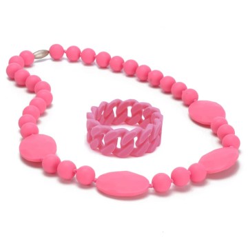Collier bracelet dentition bébé rose